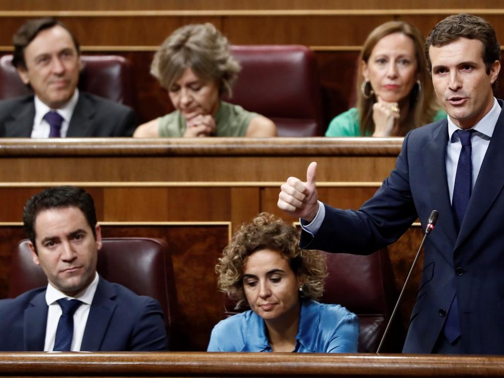 Pablo Casado, durante la sesión de control al Gobierno en el Congreso.