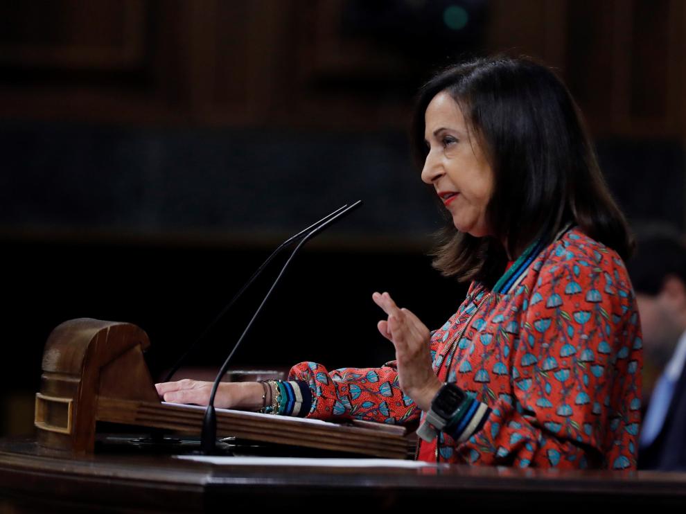 Margarita Robles durante la sesión de control al Gobierno hoy en el Congreso.