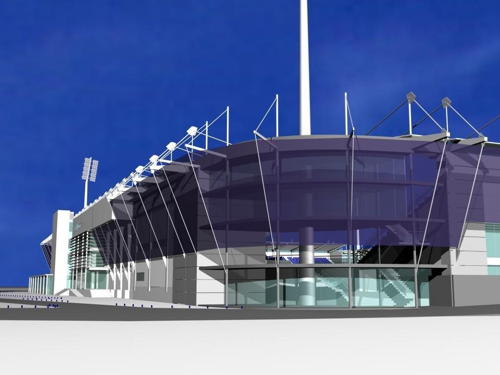 Recreación del nuevo estadio El Alcoraz de Huesca.