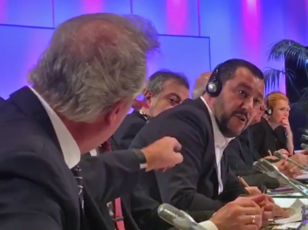 Jean Asselborn y Mateo Salvini, durante una sesión a puerta cerrada sobre migraciones y seguridad celebrada en Australia.