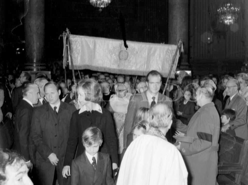 Primera visita de la Familia Real a Zaragoza tras la proclamación de Juan Carlos I como rey de España. Visita realizada el 14 de diciembre de 1975