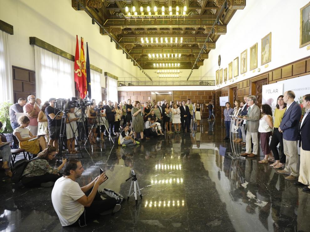 Presentación del prograna de las Fiestas del Pilar en el Salón de Recepciones del Ayuntanmiento de Zaragoza.