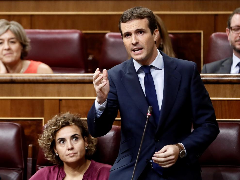 Pablo Casado durante la sesión de control al Gobierno en el Congreso.