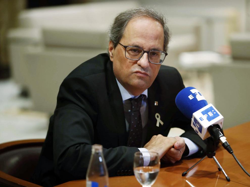 Quim Torra durante una entrevista en el Palau de la Generalitat.