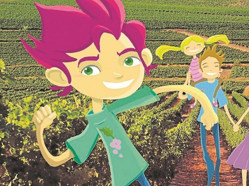 Los dibujos de David Guirao ilustran la guía para niños de la Ruta del Vino Somontano.
