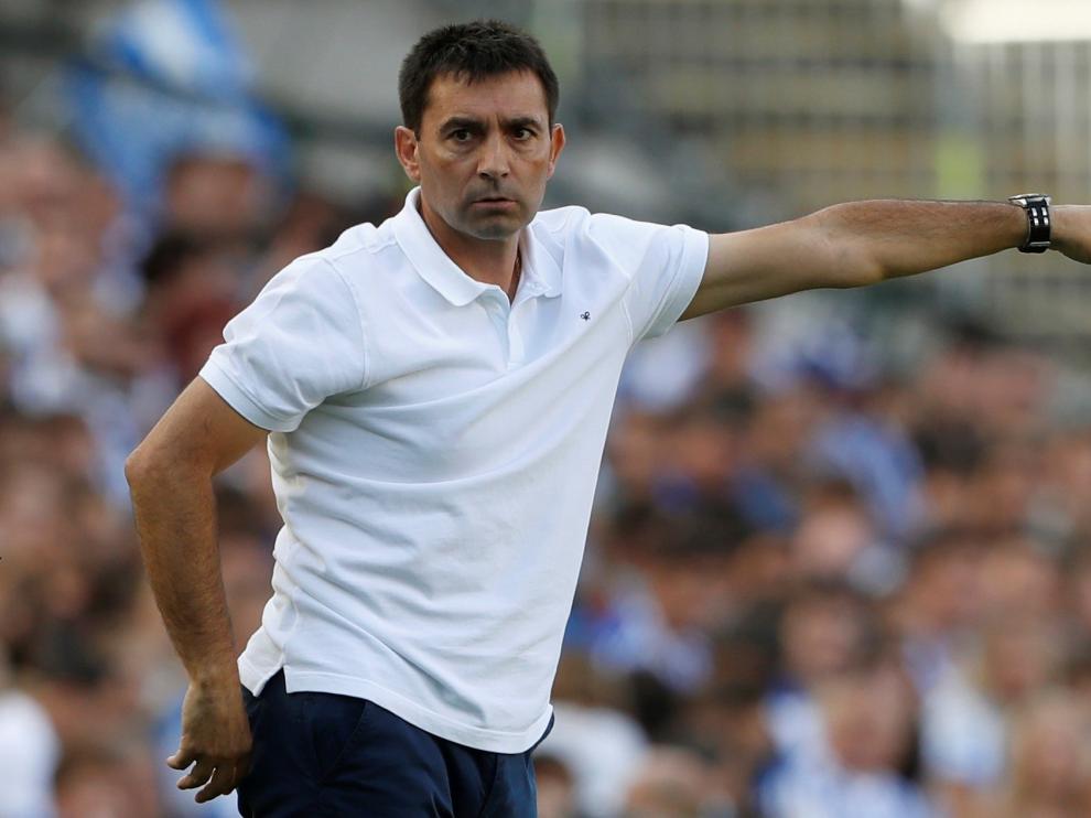 Asier Garitano, entrenador de la Real Sociedad, en su zona técnica durante el partido de la pasada jornada frente al Barcelona.