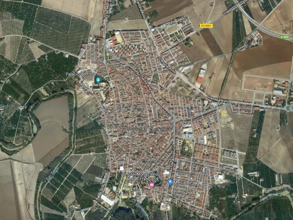 Imagen vía satélite de Palma del Río, localidad de las desaparecidas.