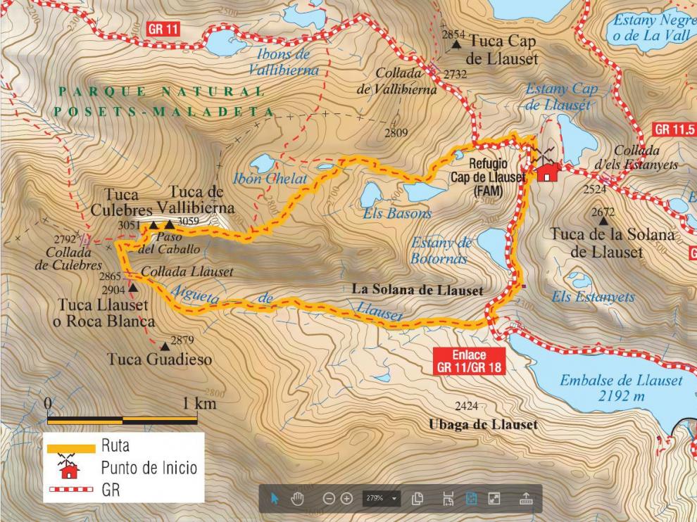 Mapa de la ruta a Vallibierna.