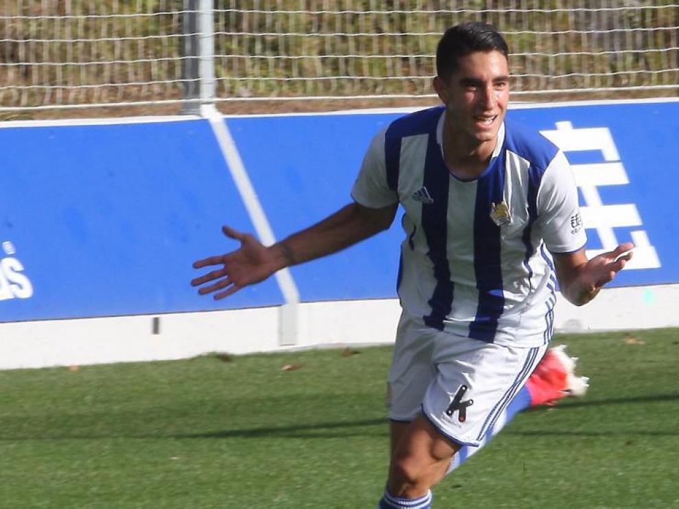 El zaragozano en un partido de esta temporada con el filial de la Real Sociedad