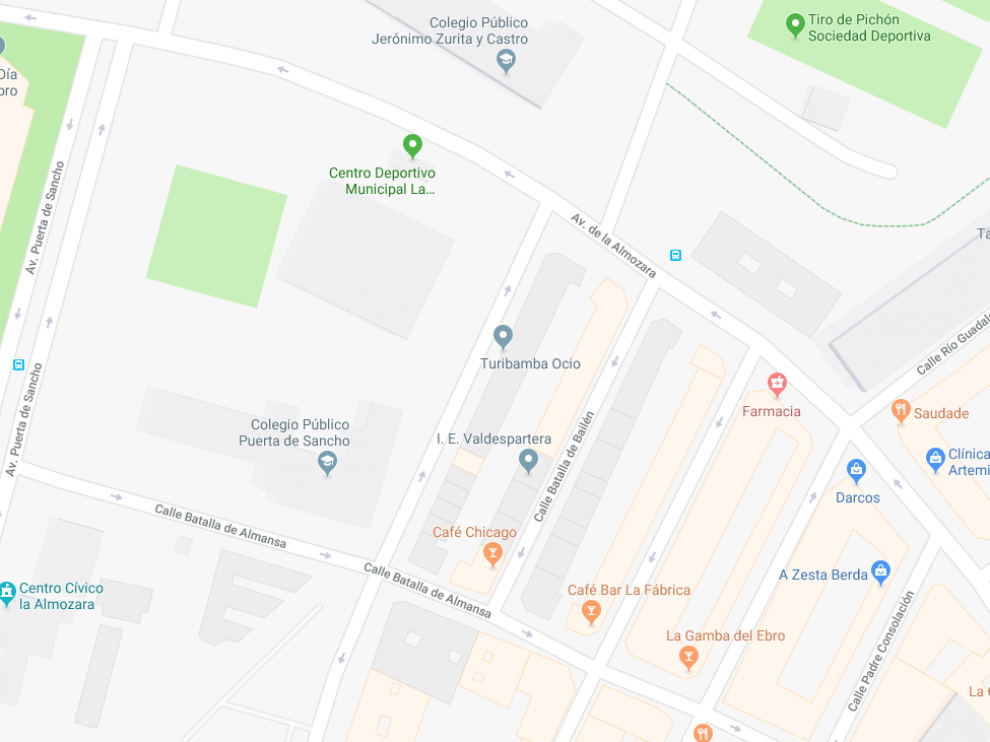 Zona aproximada de la detención del tercer conductor en la avenida de la Almozara.