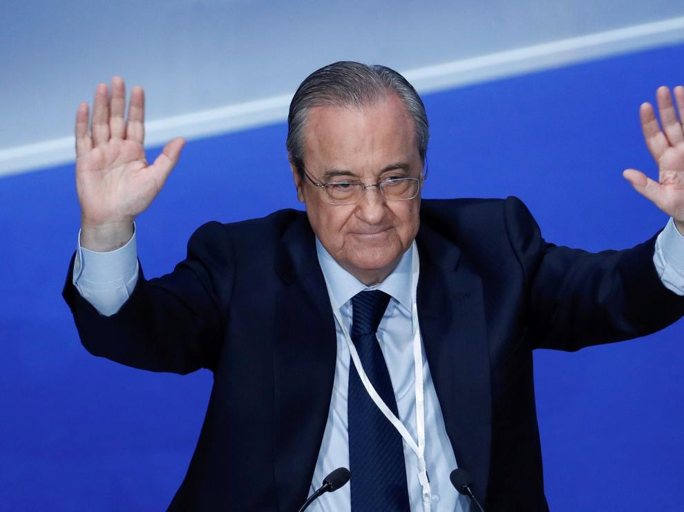 Florentino Pérez en la Asamblea de este domingo del Real Madrid.