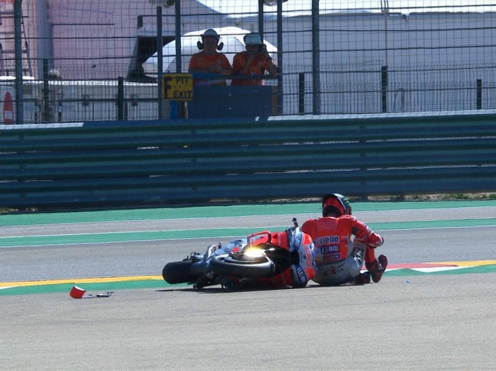 Lorenzo tras su caída en Motorland.