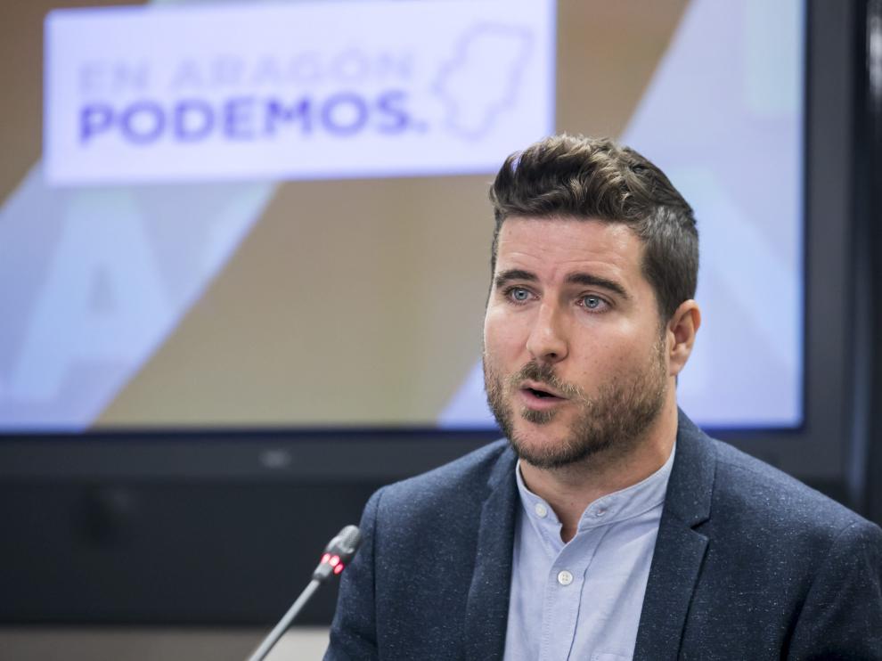 Rueda de prensa el secretario general de Podemos Aragón, Nacho Escartín