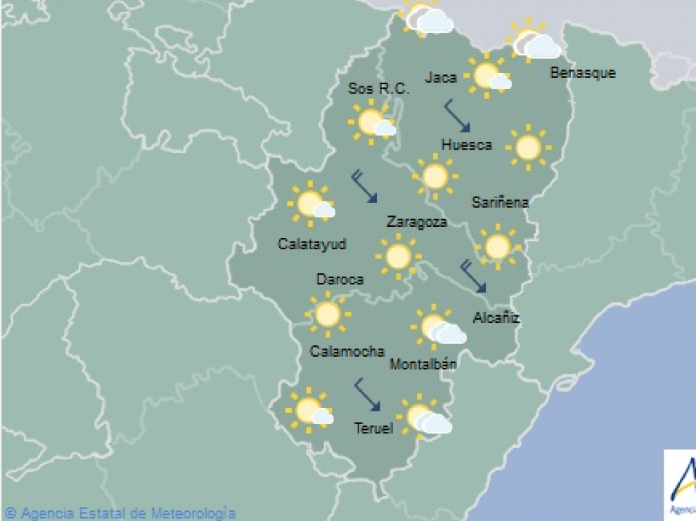 Predicción para este lunes en Aragón.