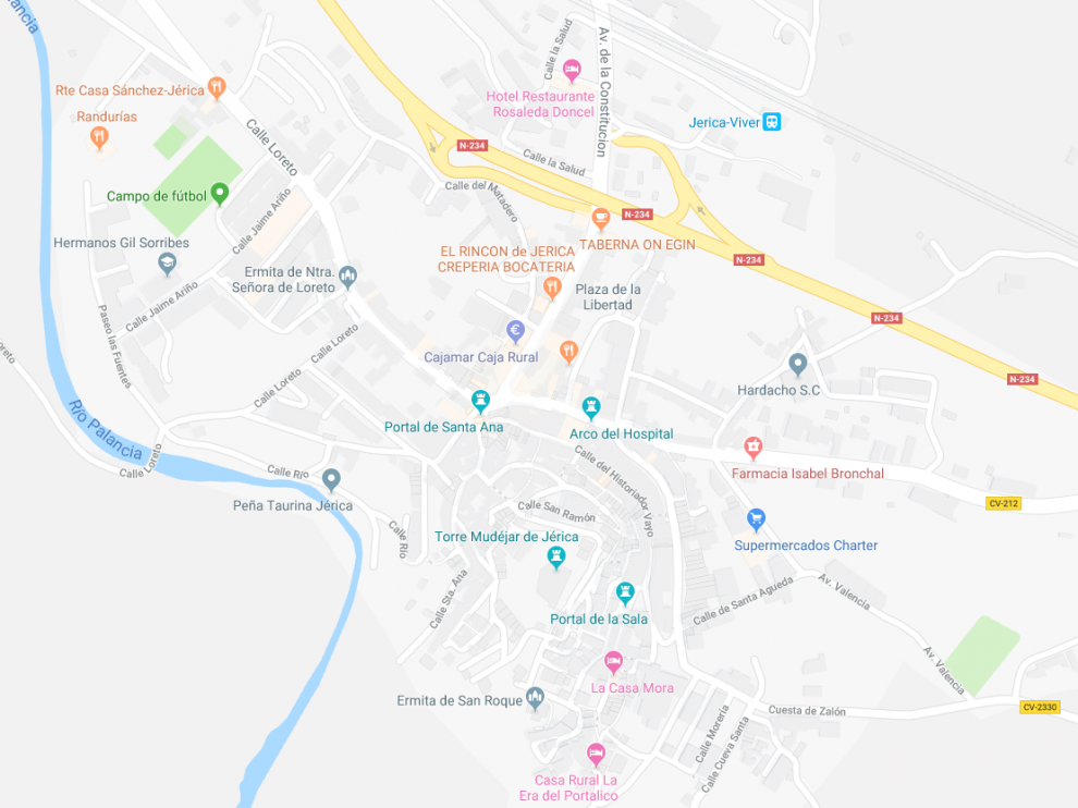 Localidad de Jérica desde Google Maps.