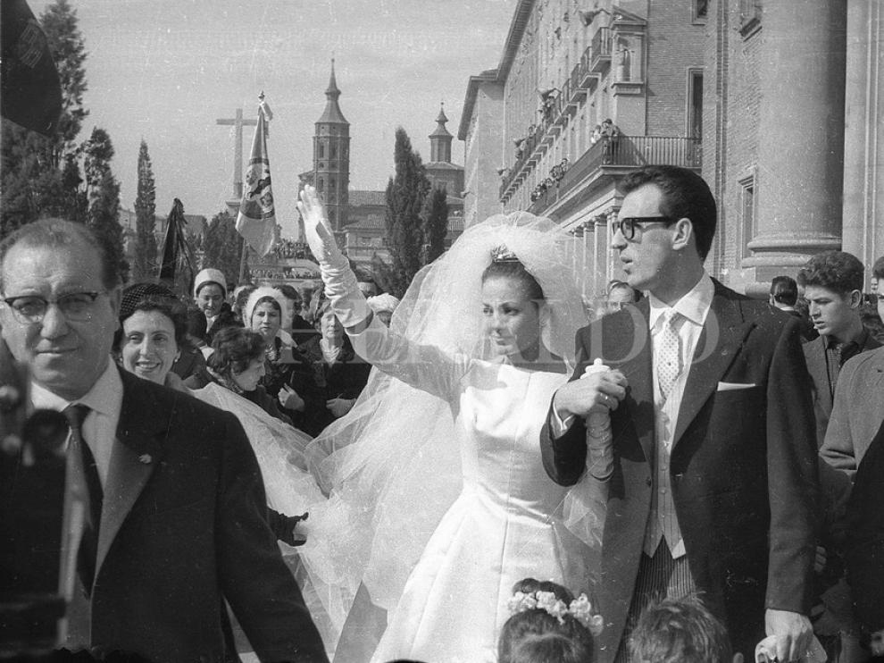 El 23 de febrero de 1961 la actriz Carmen Sevilla contraía matrimonio con el compositor Augusto Algueró en la basílica del Pilar de Zaragoza