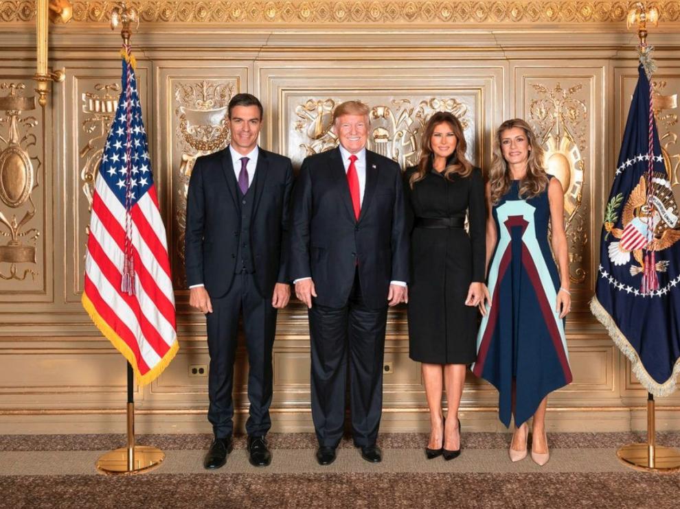 La foto de los dos mandatarios junto a sus esposas en Nueva York.