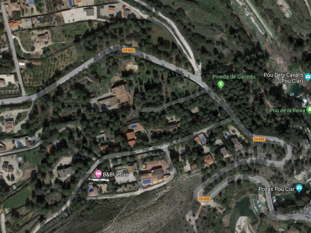 Zona aproximada en la que se produjo el fallecimiento del ciclista, en el término municipal de Onteniente.