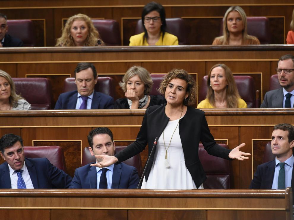 Dolors Montserrat durante su intervención de este miércoles en el Congreso de los Diputados.