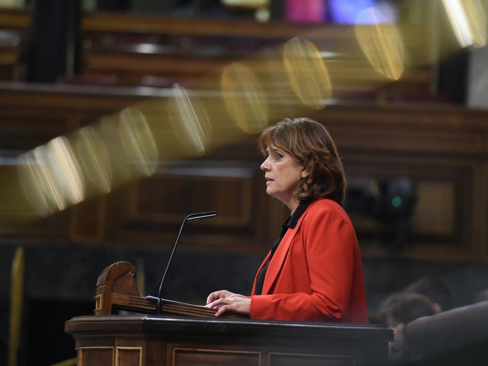 La ministra de Justicia, Dolores Delgado, este miércoles en el Congreso de los Diputados.