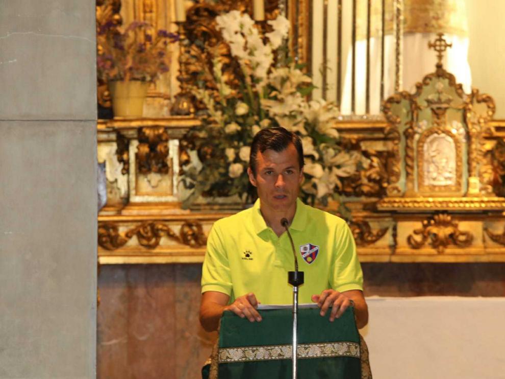 Camacho, durante la ofrenda floral a San Lorenzo de este mediodía.