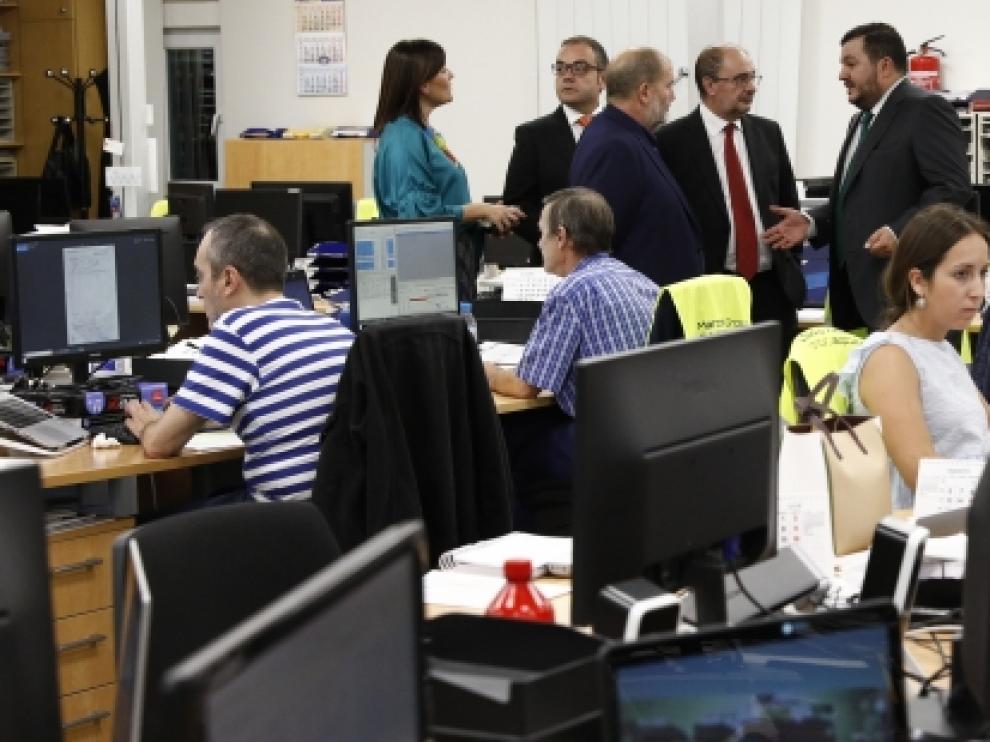 El Presidente de Aragón, Javier Lambán, asiste a la inauguración de las nuevas instalaciones de Marcotran.
