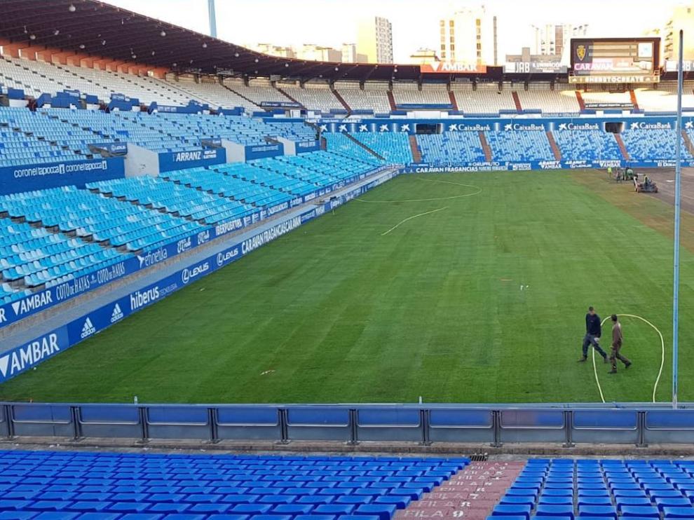Imagen de La Romareda a mitad de la mañana de este jueves.