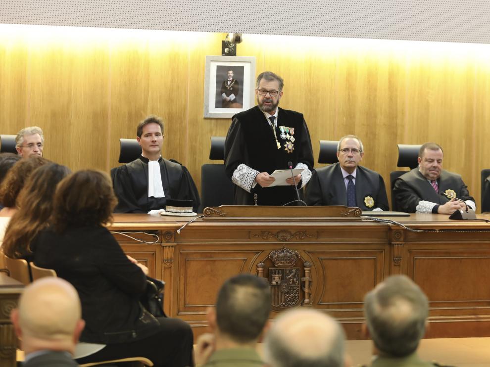 Santiago Serena, durante su discurso en el acto de apertura del año judicial en Huesca