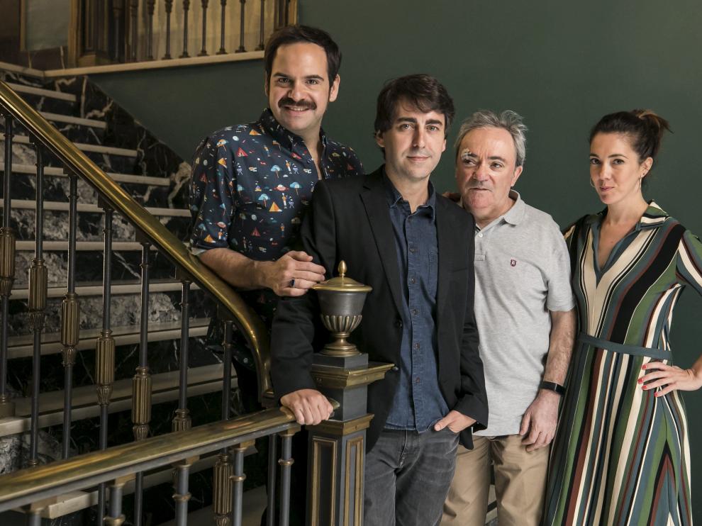 El equipo de esta función de teatro con música: Jorge Usón, José Troncoso,. Mariano Marín y Carmen Barrantes.