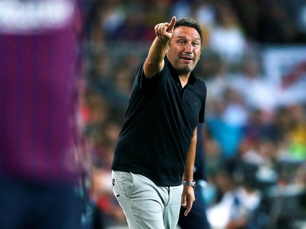 El técnico del Girona, Eusebio Sacristán, durante un choque de esta campaña.