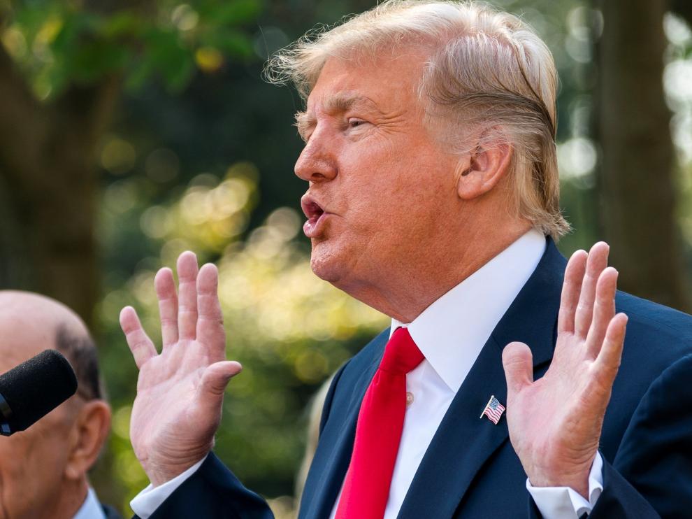 El presidente Donald Trump durante una rueda de prensa sobre la investigación del FBI a Kavanaugh.