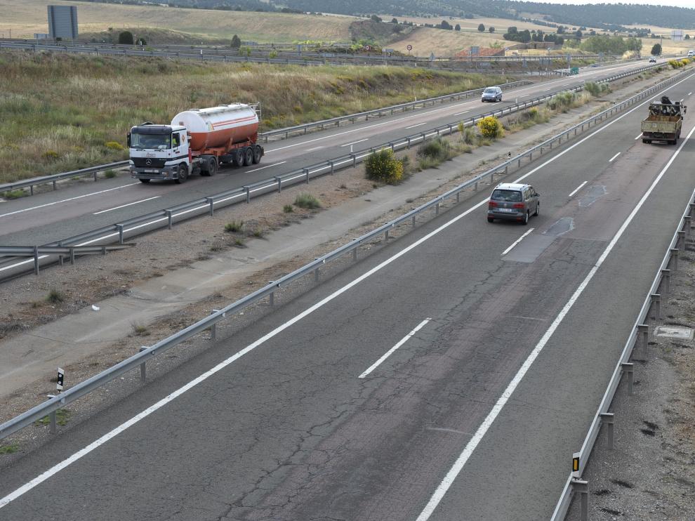 La autovía Mudéjar, en la foto, era utilizada por una trama para el transporte en camiones de inmigrantes con destino a Reino Unido e Irlanda.