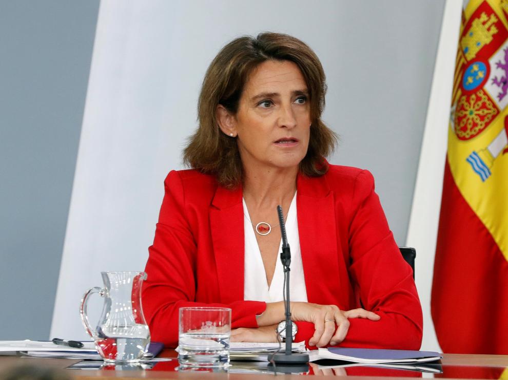 La ministra para la Transición Ecológica, Teresa Ribera, durante la rueda de prensa.