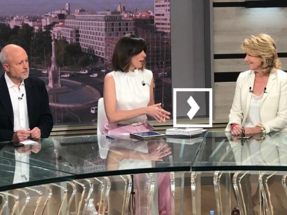Esperanza Aguirre y los tertulianos en 'Buenos Días' de Telemadrid.