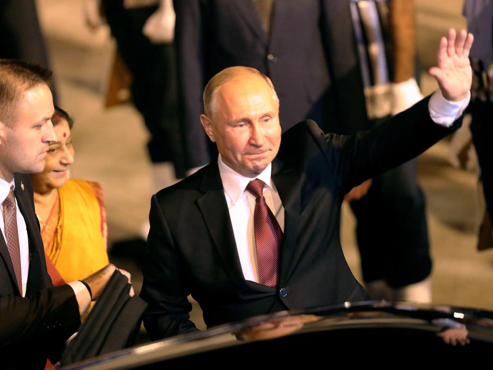 El presidente ruso, Vladímir Putin, en su llegada a Nueva Delhi.