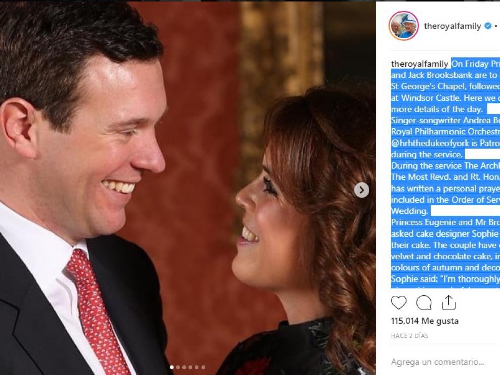 Eugenia y su prometido, en una imagen oficial, realizada con motivo de su compromiso.