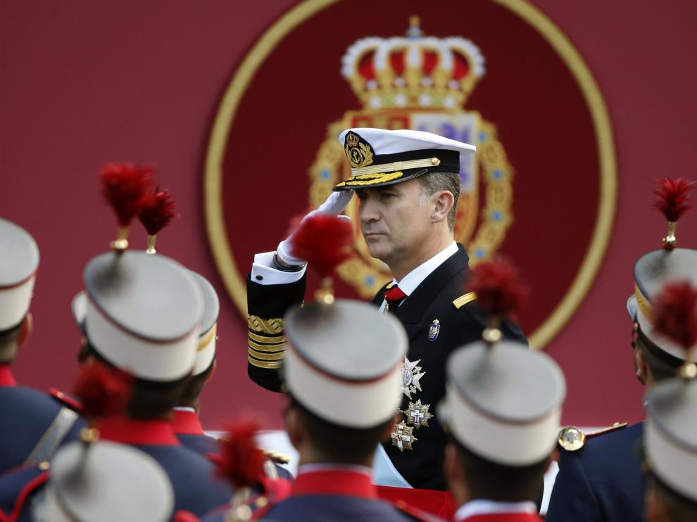 El Rey, en una edición anterior del desfile de las Fuerzas Armadas.