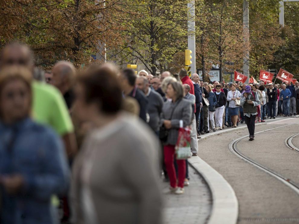 Manifestación de pensionistas el pasado 1 de octubre en Zaragoza
