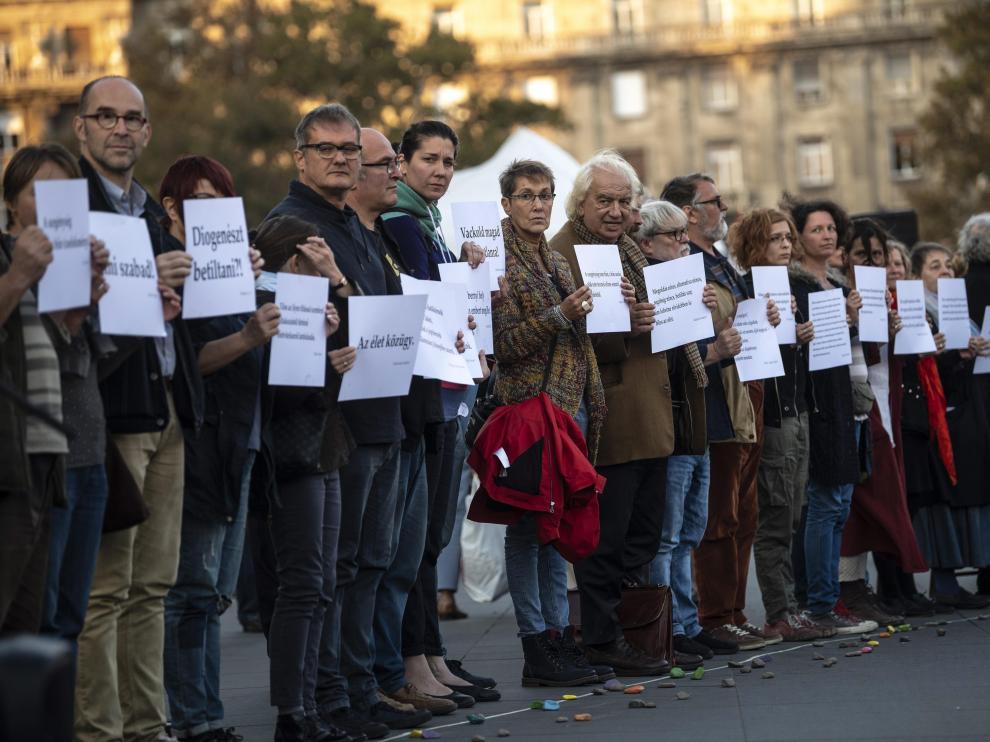 Manifestación en Budapest.