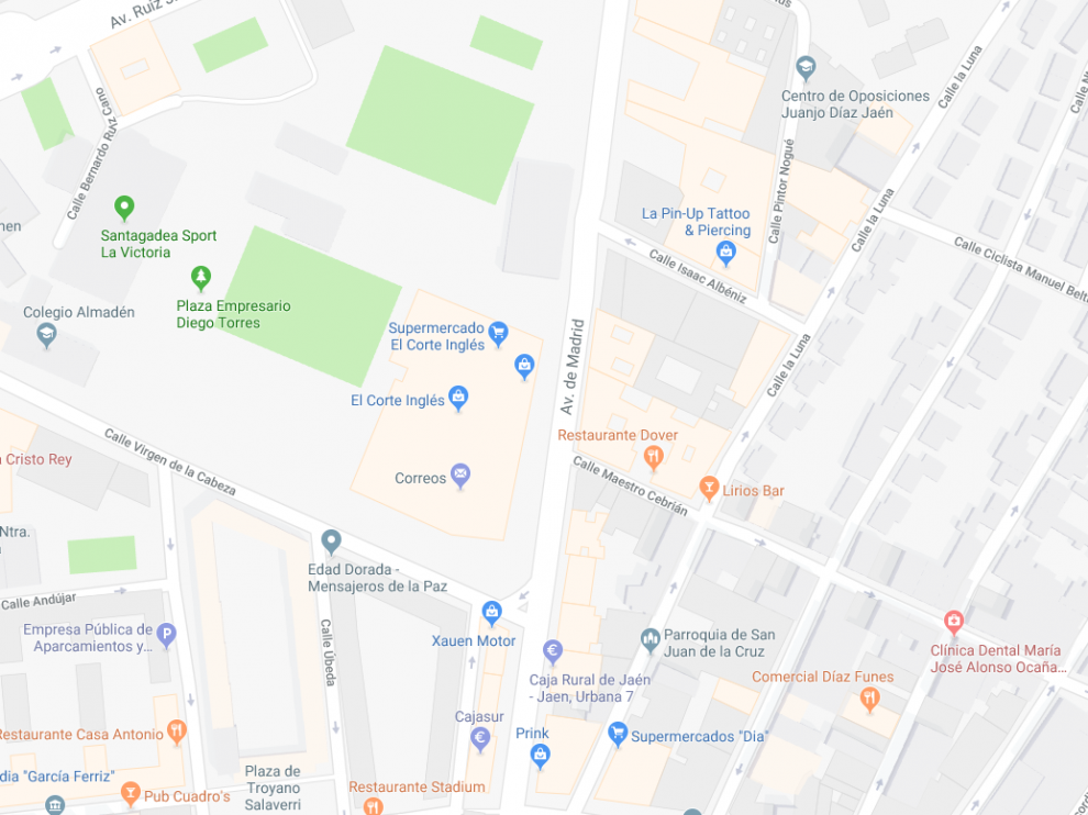 Avenida de Madrid con calle de Maestro Cebrián en Jaén, donde tuvo lugar el accidente.