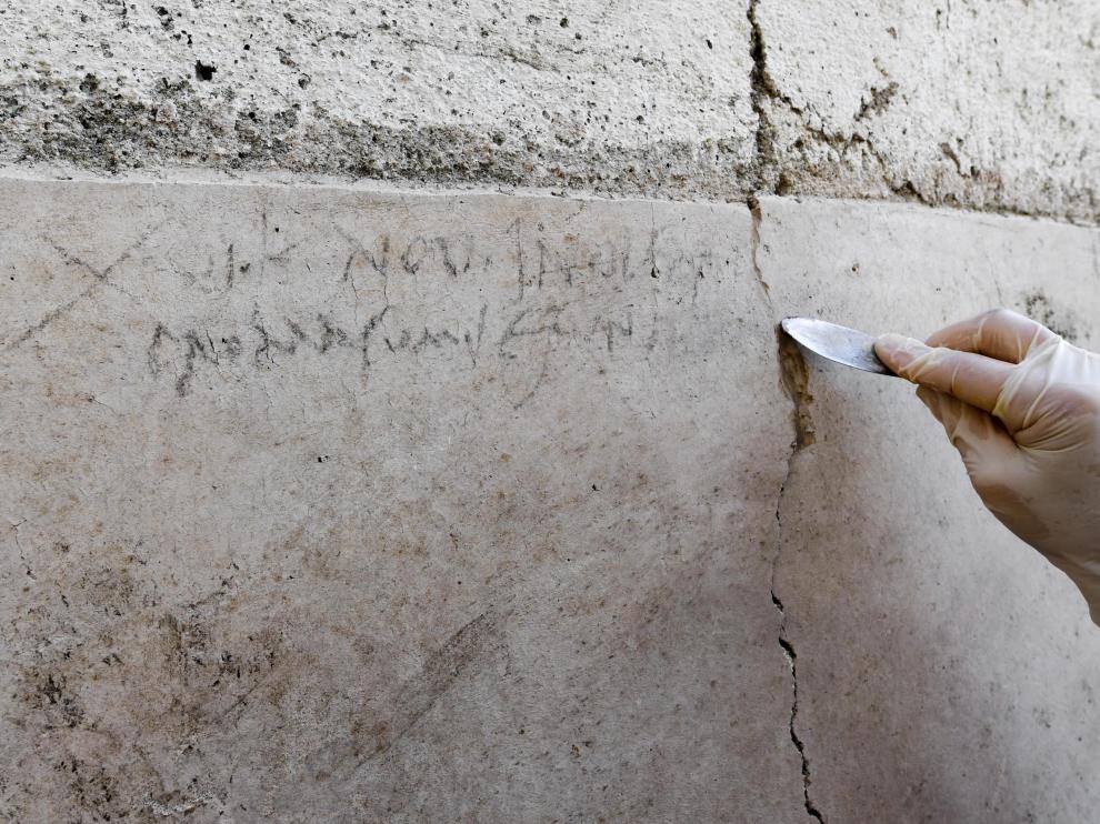 Inscripción hallada en Pompeya.