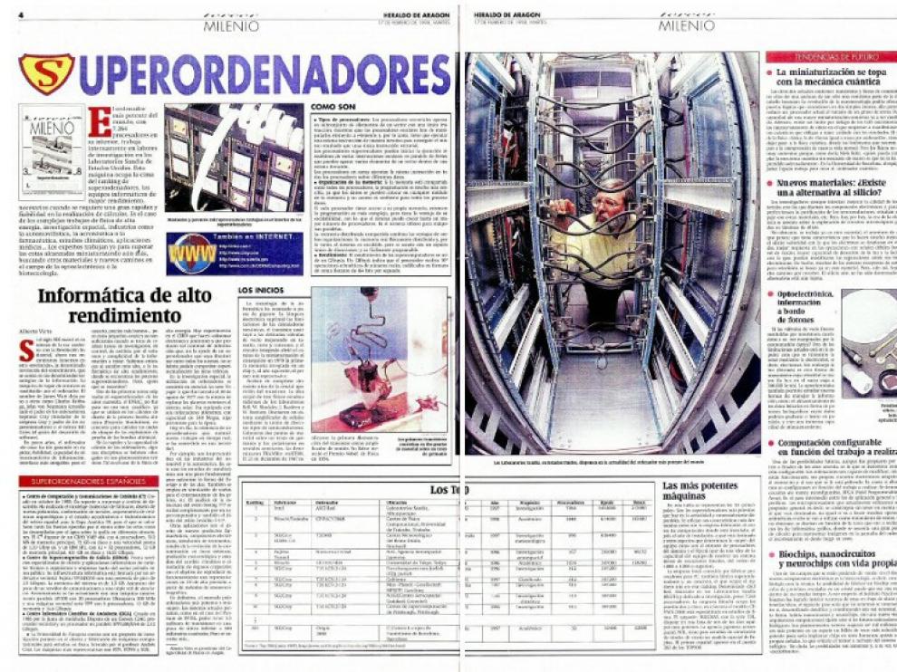 En 1998, Alberto Virto hizo un repaso de los superordenadores de aquella época, cuyo ranquin encabezaban los 7.264 procesadores del más potente