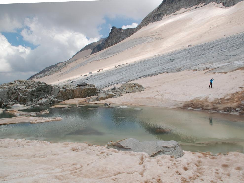 Esta fotografía del glaciar del Aneto donde se puede ver el lago se tomó el 29 julio del año pasado.
