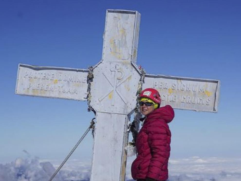 Nina Glazunov, el pasado día 17, ya con la cruz repintada