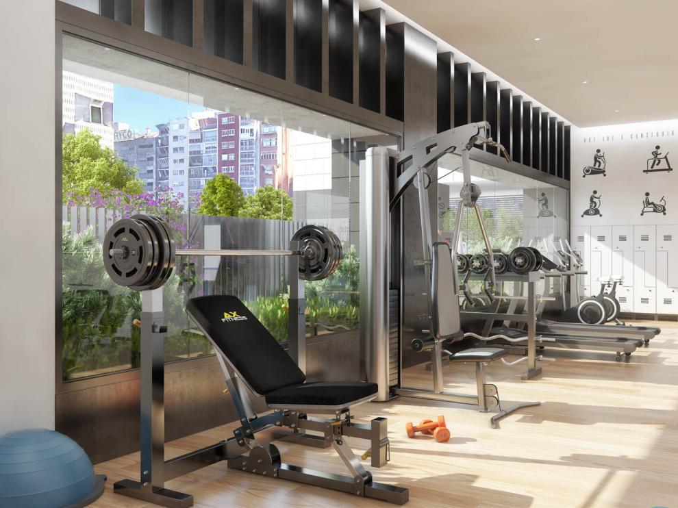 El gimnasio del rascacielos estará completamente equipado.