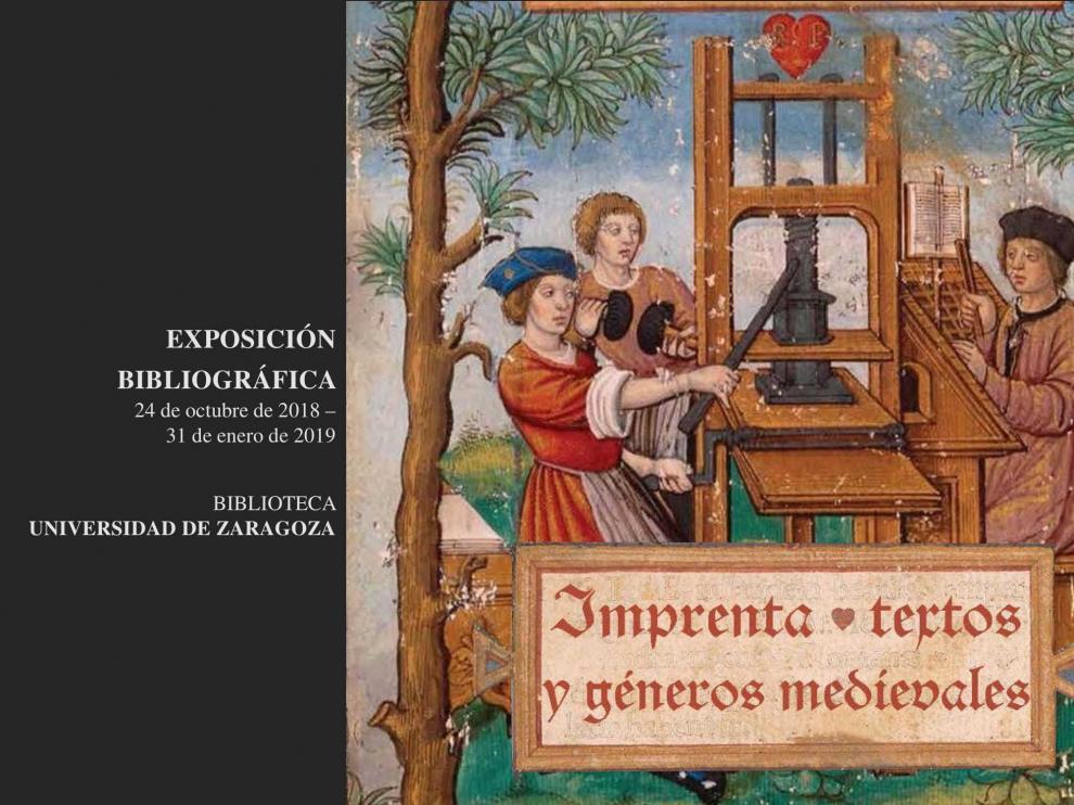 Cartel de la exposición 'Imprenta: textos y géneros medievales'.