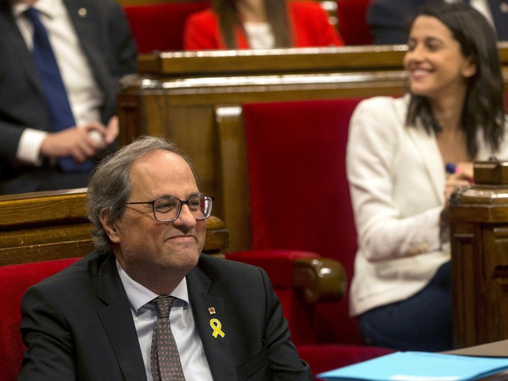El presidente de la Generalitat, Quim Torra, durante la sesión de control del Parlament de este miércoles.