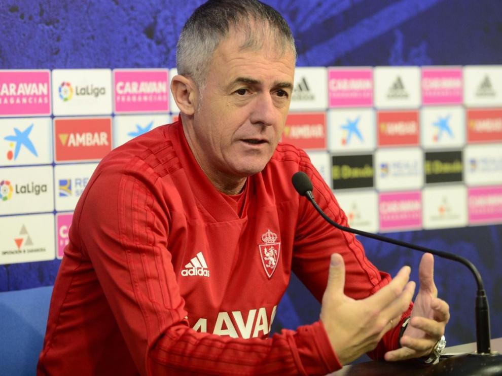 Lucas Alcaraz, este viernes en su primera rueda de prensa previa a un partido.