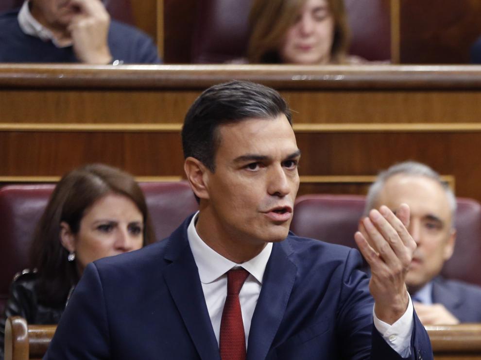 Pedro Sánchez durante la sesión de control del Gobierno de este miércoles.