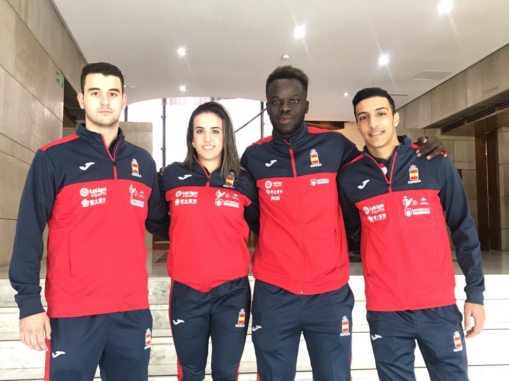 Marcos Martínez, Raquel Roy, Babacar Seck y Samy Ennkhaili, concentrados en Madrid con la selección española para preparar el Mundial